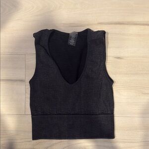 Black/Gray Ribbed Cropped Top